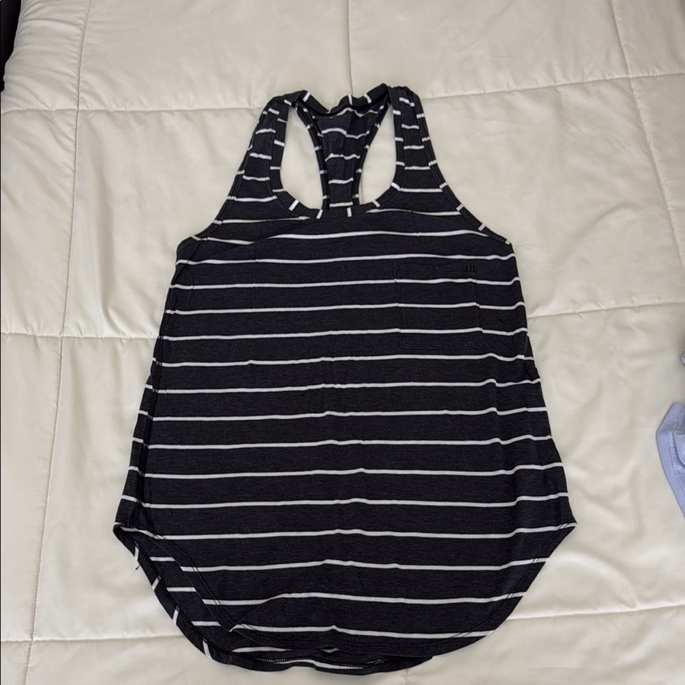 Lululemon Dark Gray and White Striped Women's Tank Top